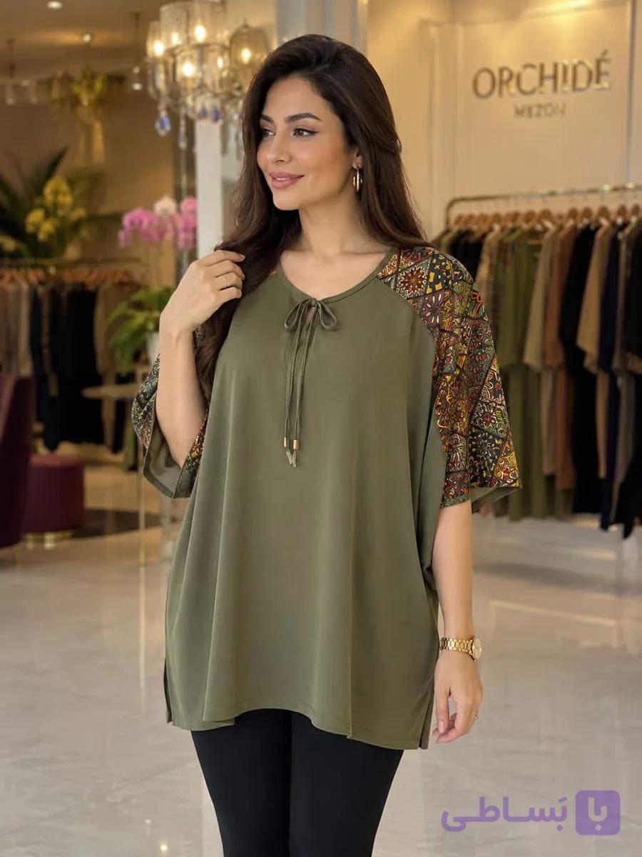 تیشرت زنانه کیمونو سوپر سایز آستین سنتی