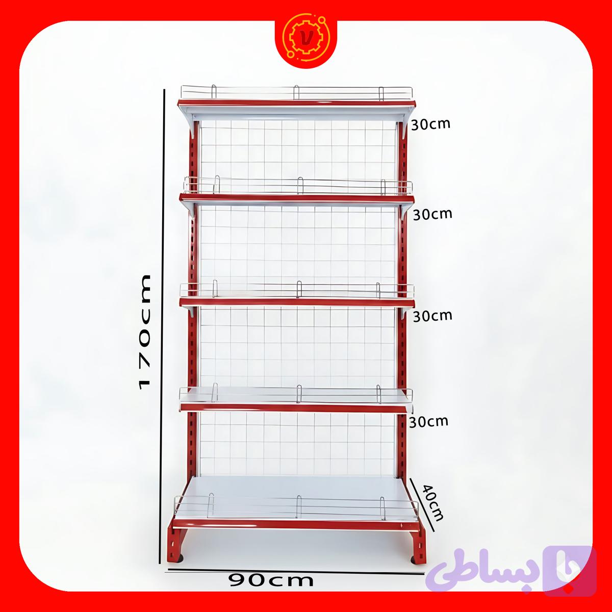 قفسه چند منظوره خودایست 5 طبقه 90×30 کف 40 ارتفاع 170 سانتی متر — تصویر 1