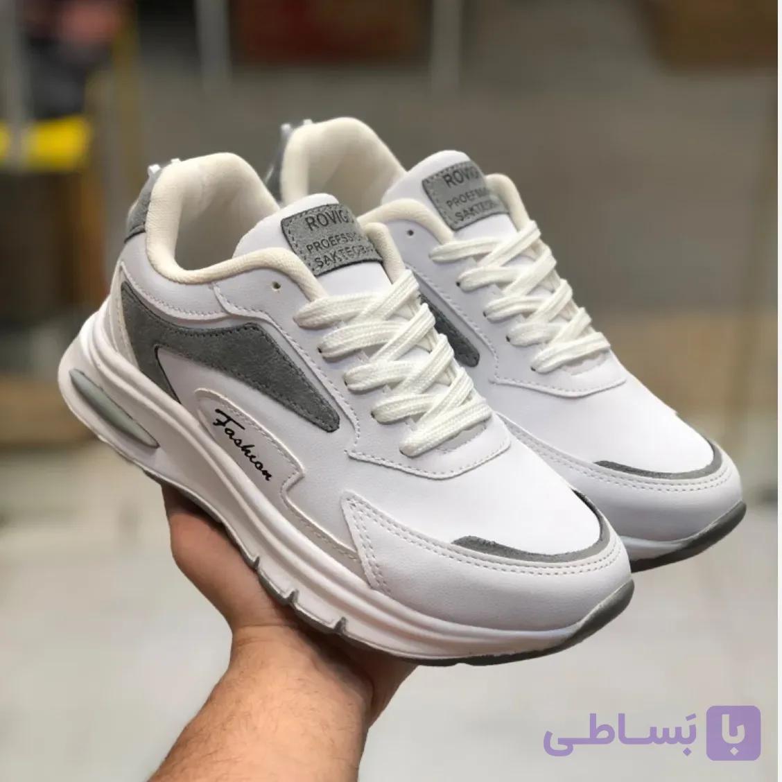 کفش چرم زنانه مدل رامینگو رنگ سفید اسپرت و پیادهروی