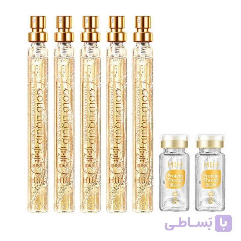 پک ضد چروک اچ آی اچ مدل نخ کلاژن جذبی و طلا بسته 7 عددی