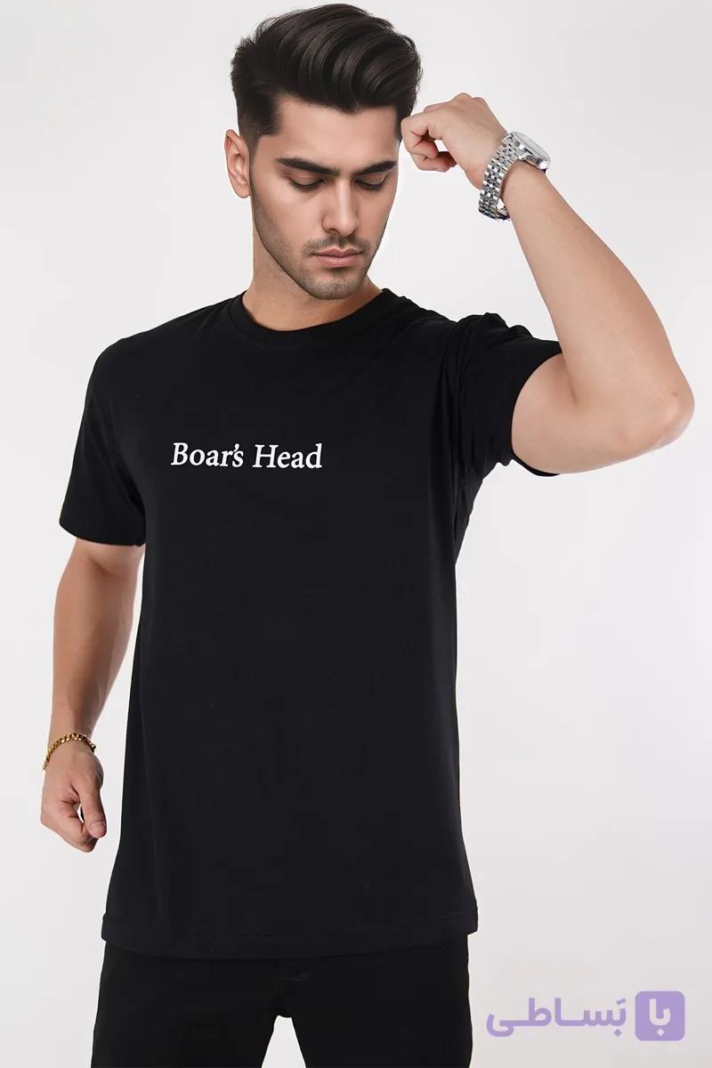 تیشرت نخ پنبه مردانه مشکی طرح گرافیکی Boar’s Head — تصویر 1