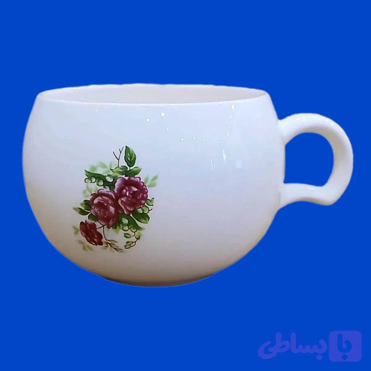 ماگ دست ساز سرامیکی گل سرخی — تصویر 1