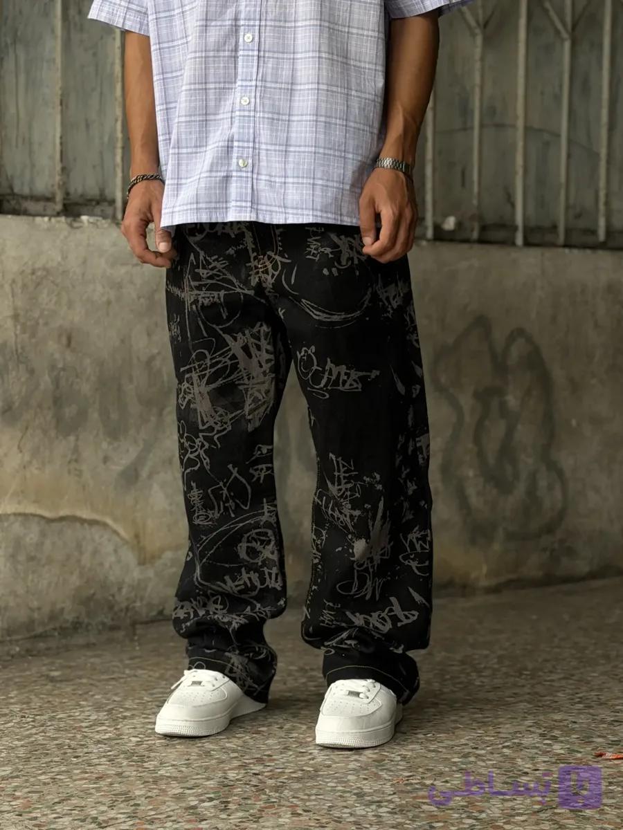 شلوار جین بگ مشکی کاستوم Bershka — تصویر 1