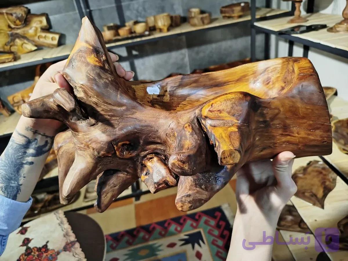 آجیل خوری چوب زردآلو با ریشه طبیعی