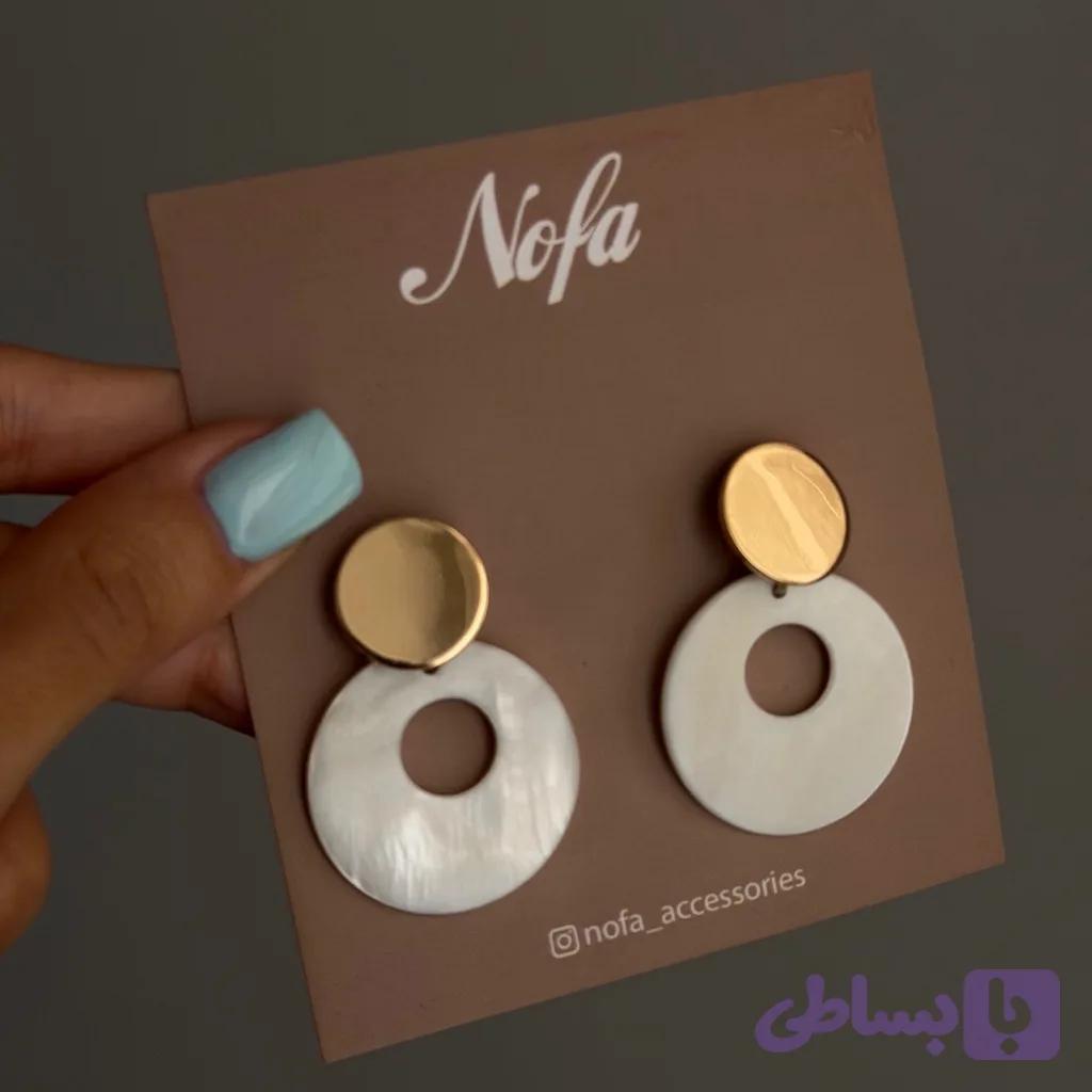 گوشواره صدف دایره ای — تصویر 1