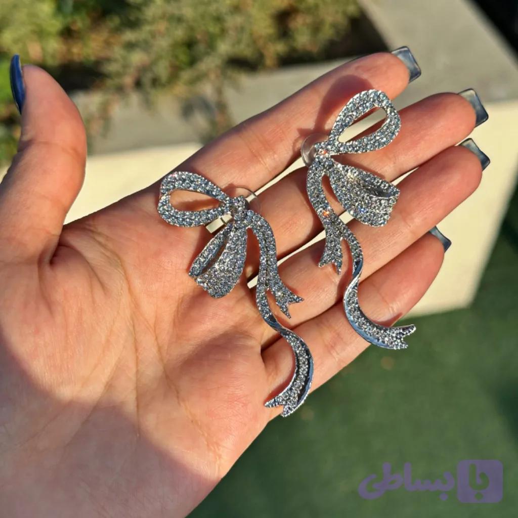 گوشواره جواهری پاپیون — تصویر 1