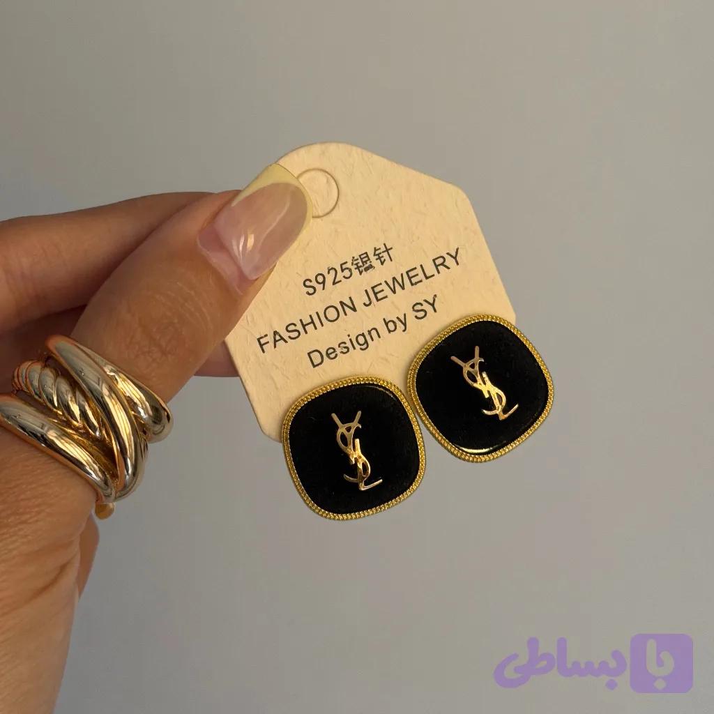 گوشواره ysl مشکی — تصویر 1