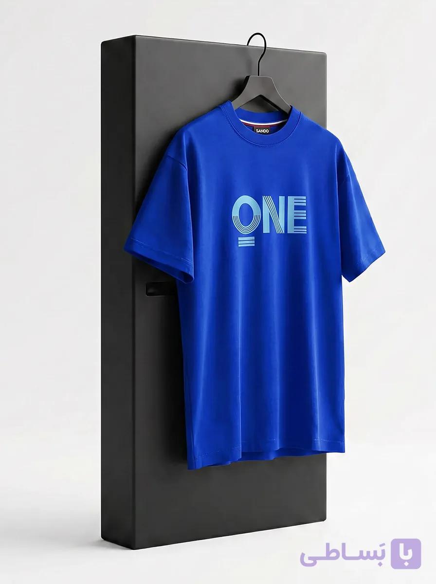 تیشرت مینیمال قواره باکسی دونخ پنبه طرح ONE — تصویر 1