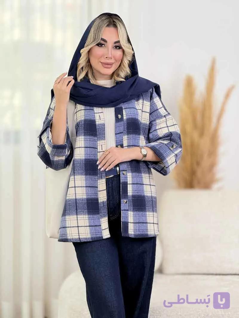 شکت چهارخونه بغل سه دکمه کد 8516 — تصویر 1