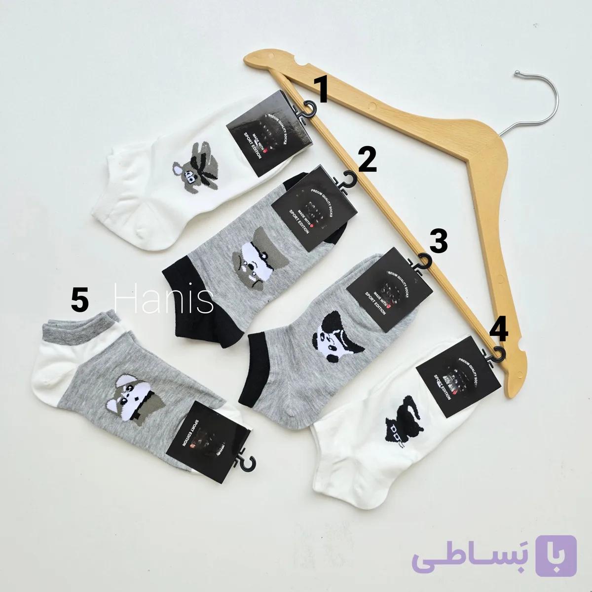 جوراب مچی نخی طرح پاندای خاکستری