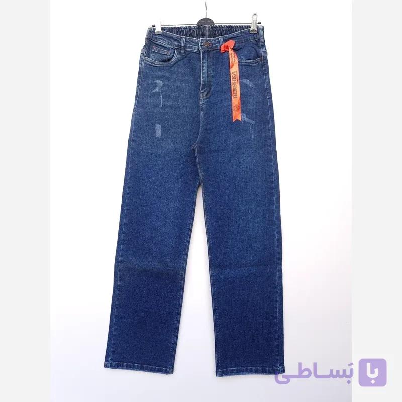 شلوار جین ترک نیم بگ سرمه ای زنانه سایز 44 و 46 و 50