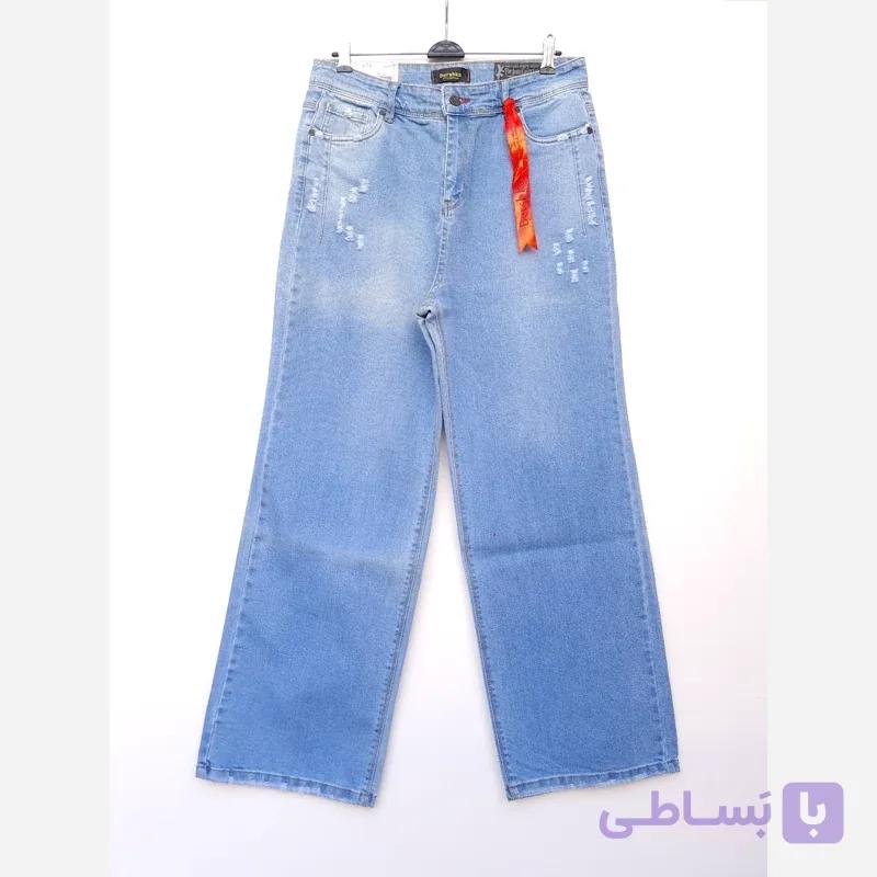 شلوار جین نیم بگ آبی یخی زنانه ترک سایز 33 (ایراد جزئی)