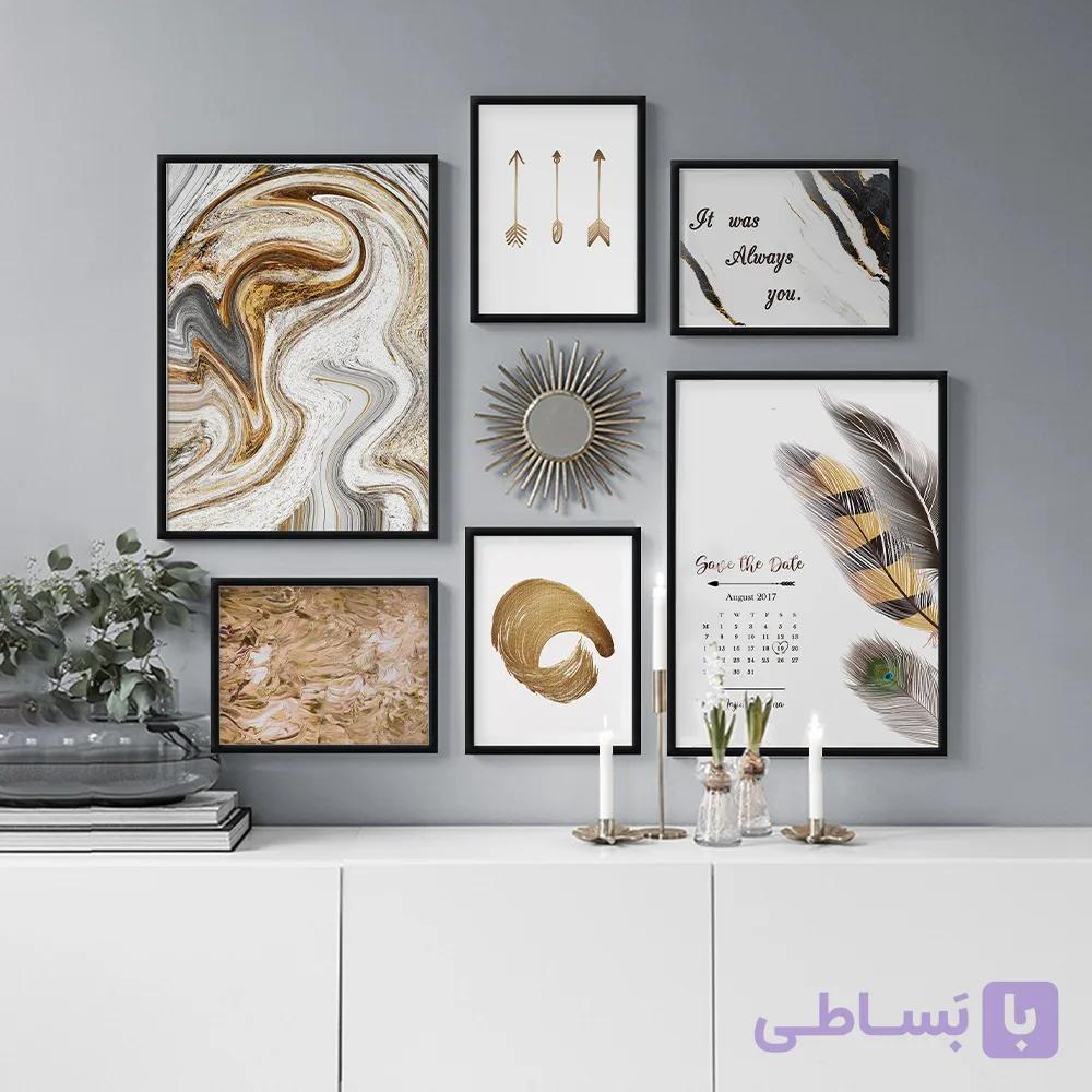 تابلو دیواری چند تکه آبستره طلایی — تصویر 1