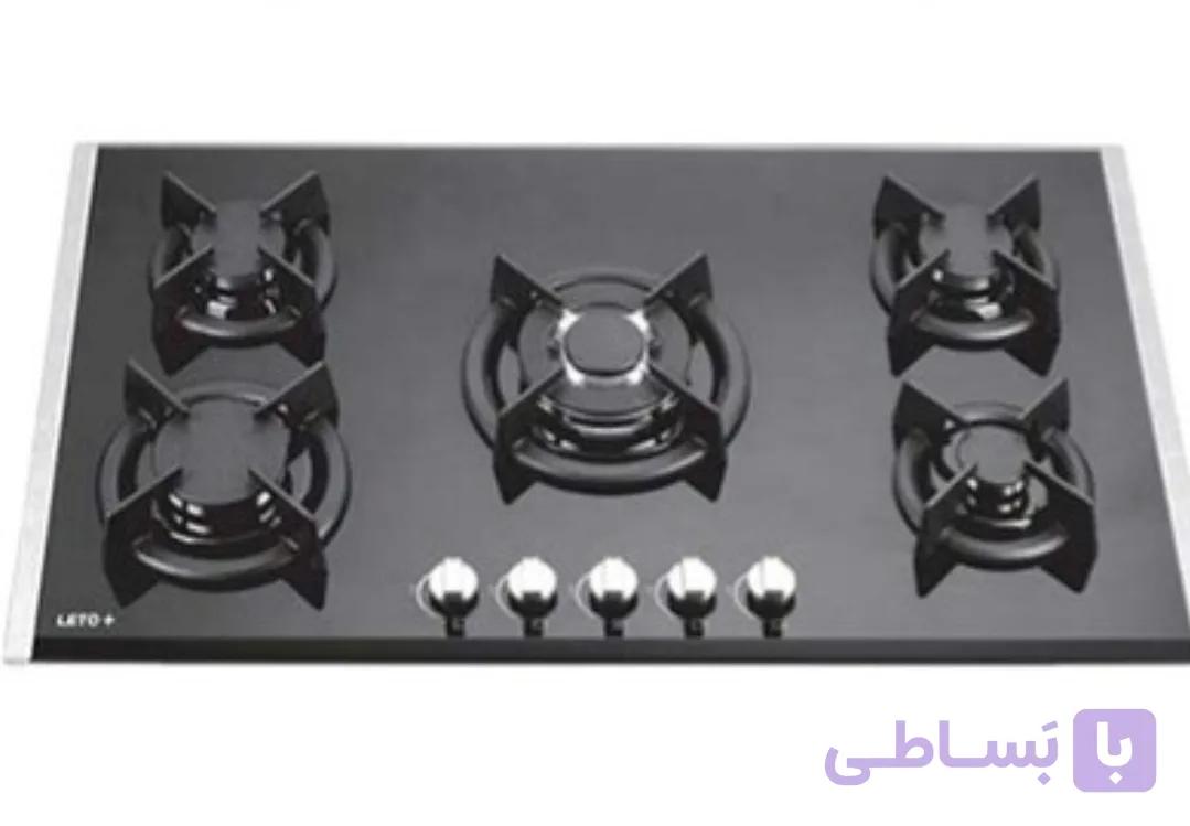اجاق گاز لتو  5شعله مدلPG-14)(شیشه سکوریت PG-2D مشکی )(باکیفیت متریال بسیارعالی) (تولید2026) فندک برقی LETO
