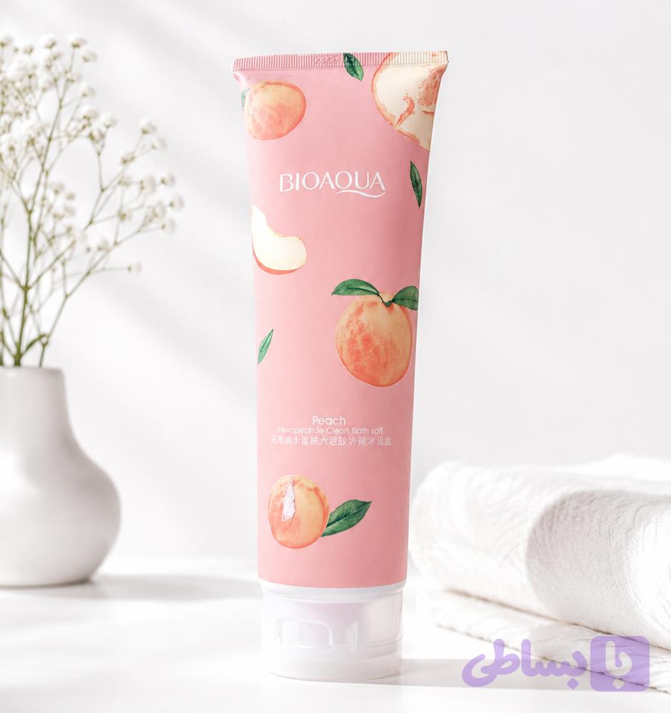 نمک بدن هلو بیوآکوا (BIOAQUA Peach Bath Salt) نرم‌کننده و لایه‌بردار ملایم