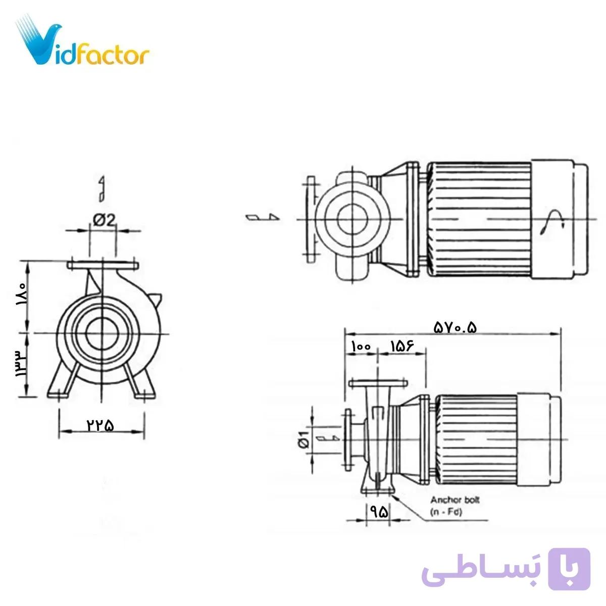 پمپ آب سانتریفیوژ چدنی ابارا 100X80 FSD4HA 5/2.2