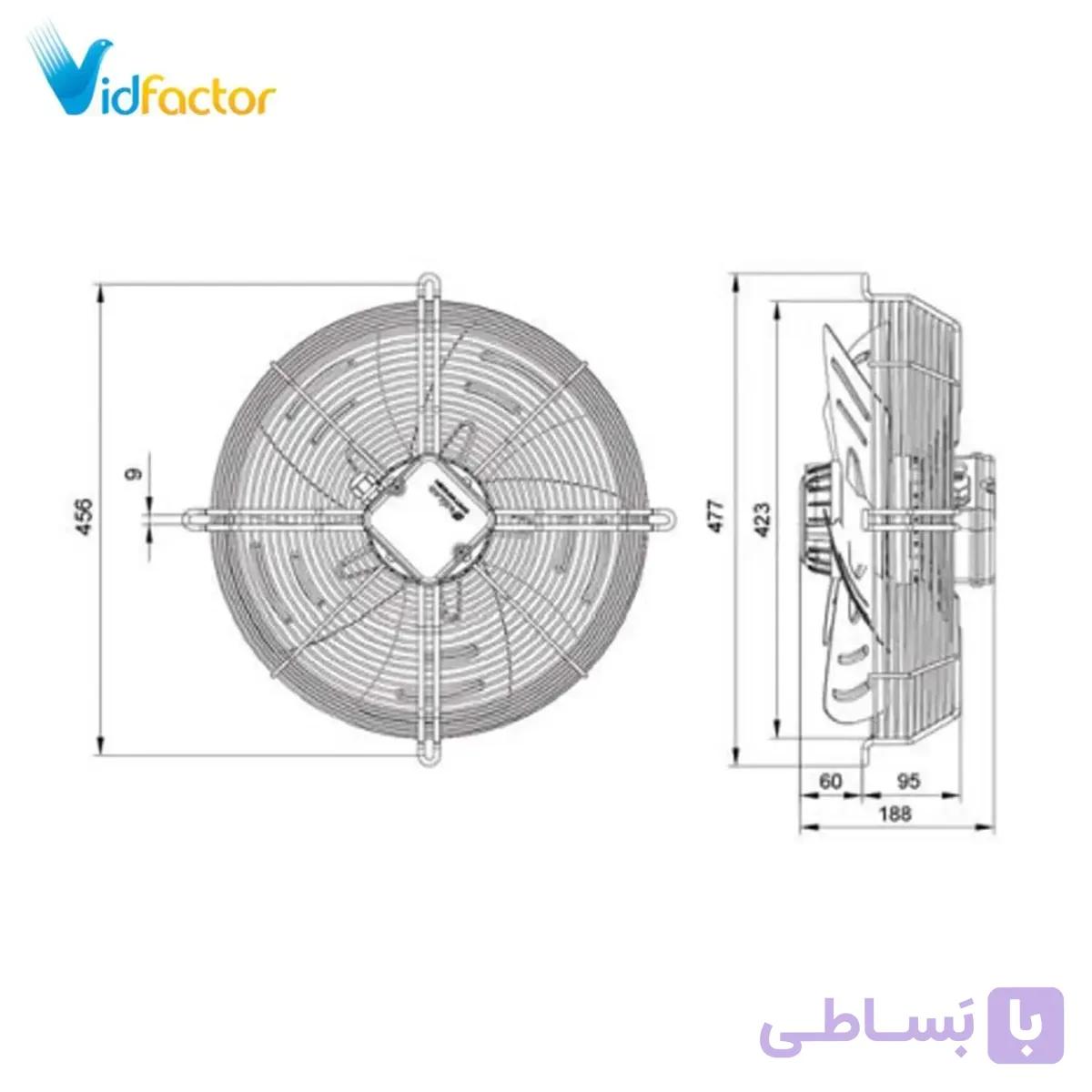 هواکش صنعتی 40 سانت ایلکا فلزی بدون قاب دمنده VIK-40A4S2-H