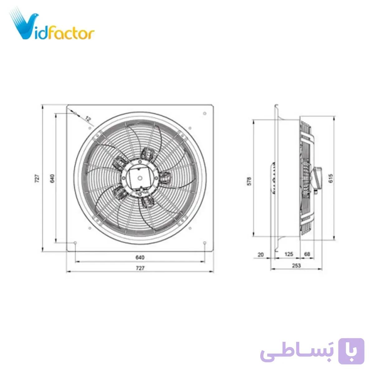 فن آکسیال تاسیساتی یورو ونت دمنده | مدل VIB-50G4T2 سایز 50 سانت