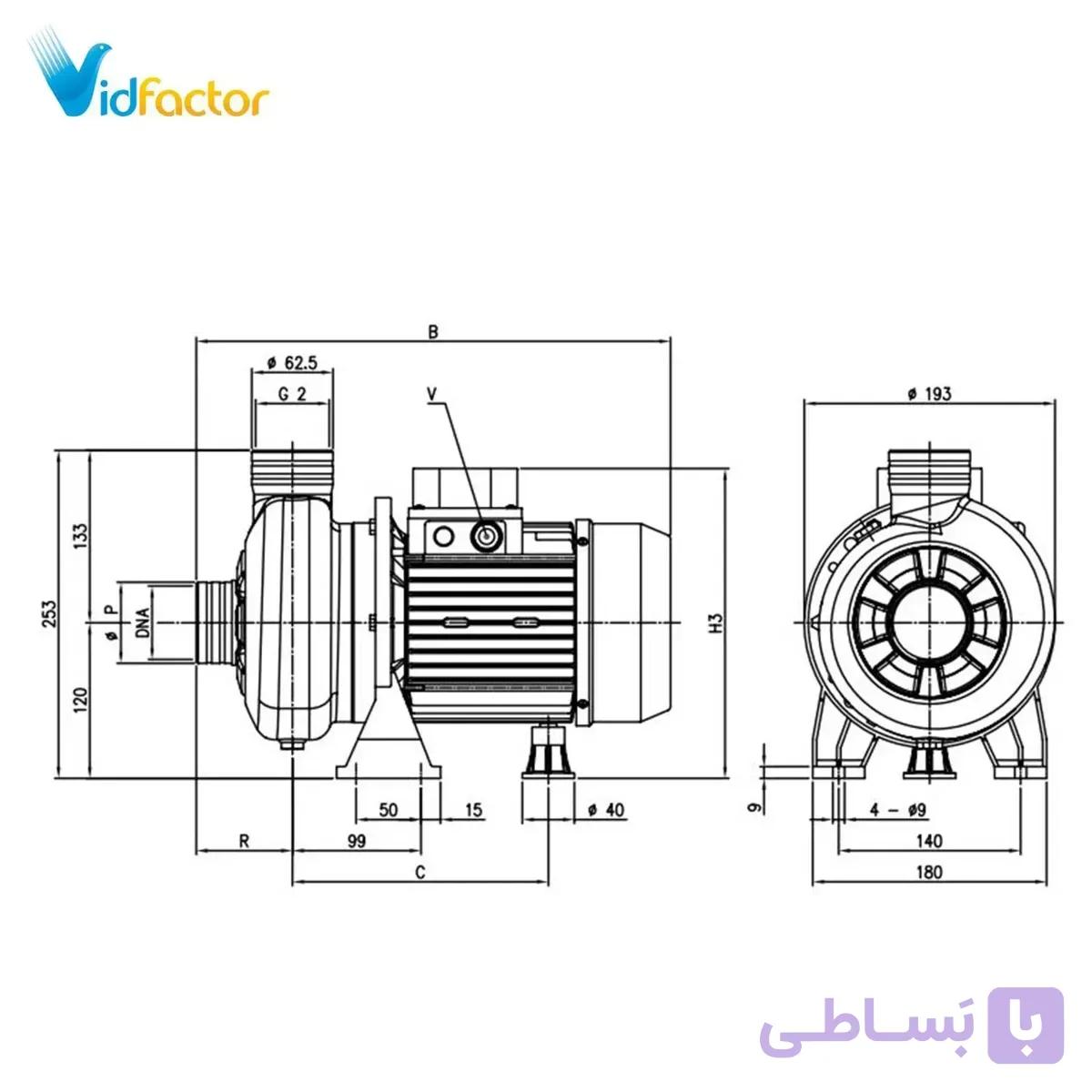 پمپ آب استیل پروانه باز ابارا DWO/E 200 T IE3