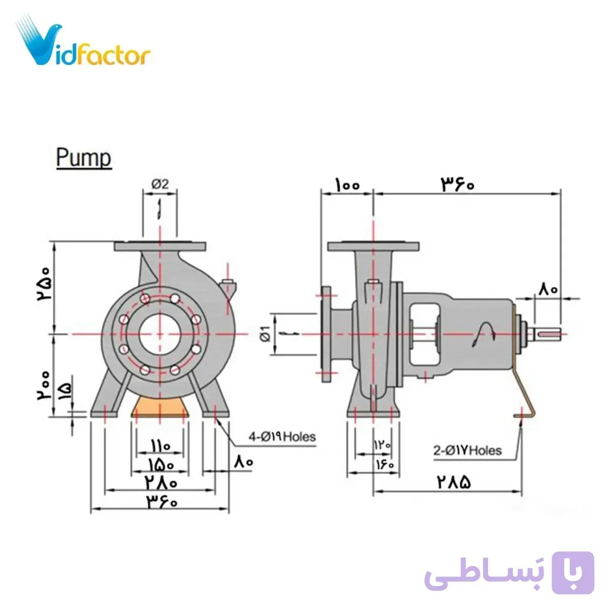 پمپ آب سانتریفیوژ چدنی ابارا 100X80FS2JA