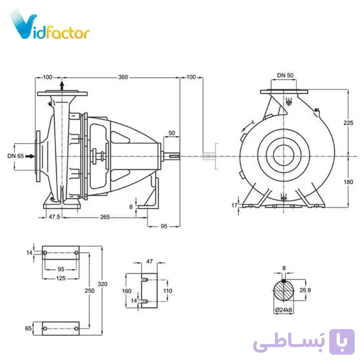 پمپ آب پمپیران گریز از مرکز چدنی 200-50
