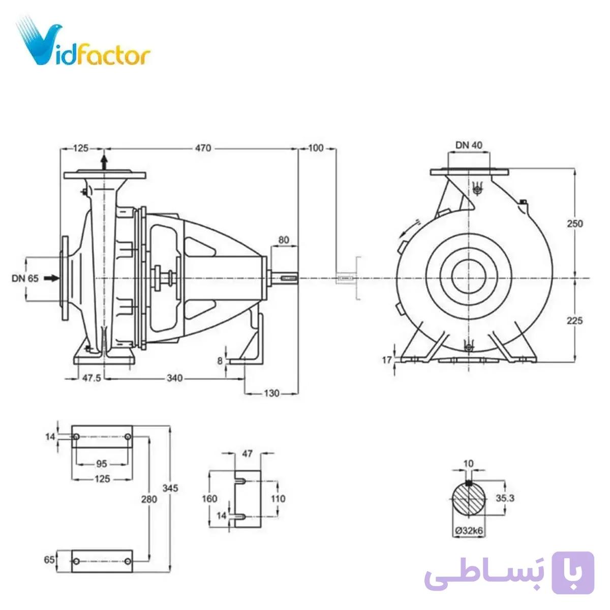 پمپ آب پمپیران گریز از مرکز چدنی 125-40
