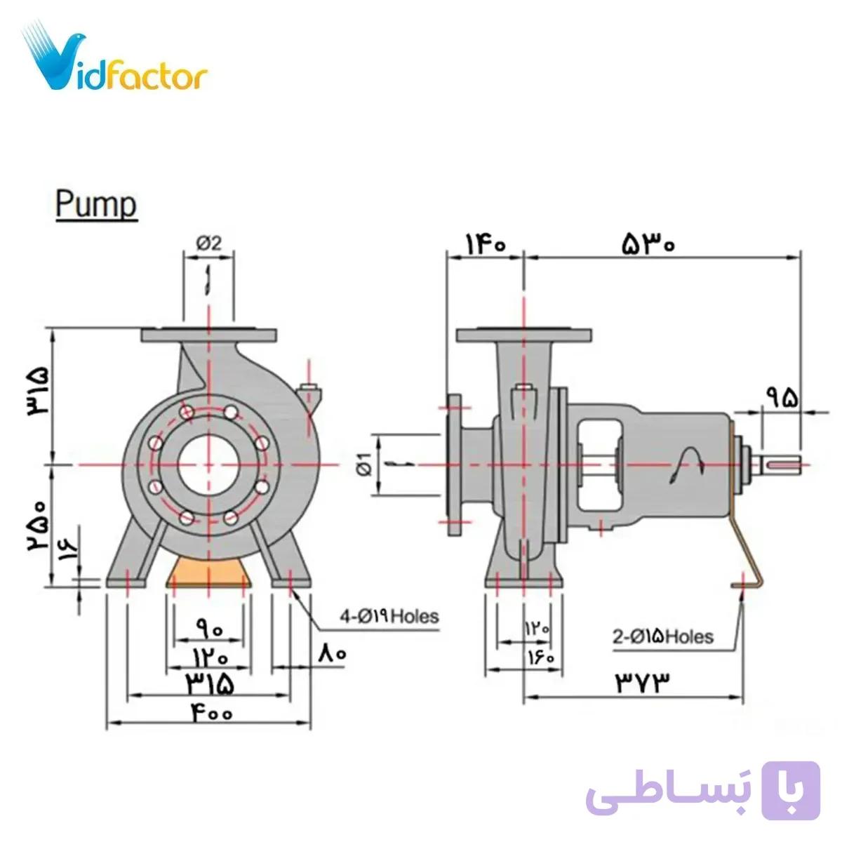 پمپ آب سانتریفیوژ چدنی ابارا 150X100FS2KA