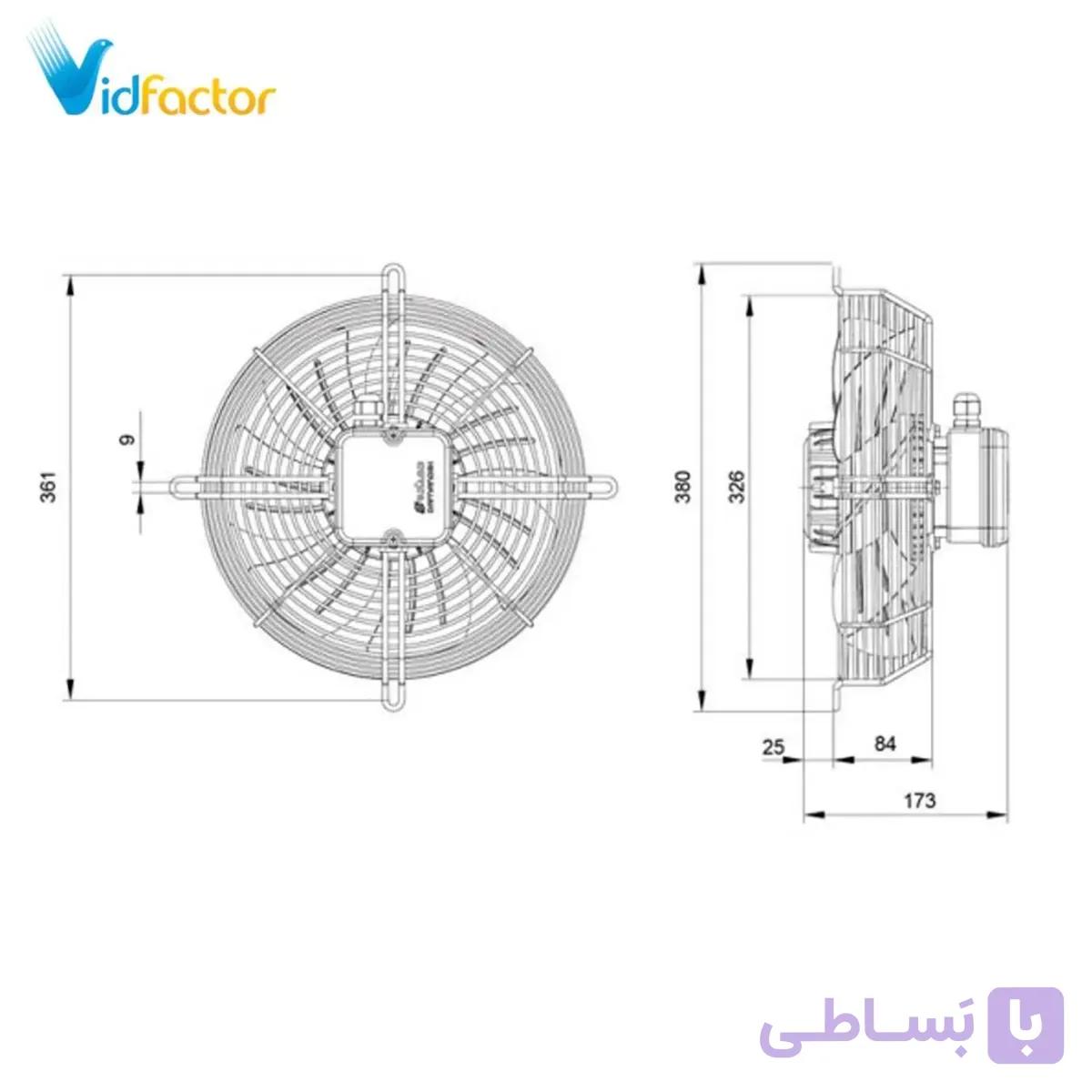 هواکش صنعتی 30 سانت ایلکا هفت پر فلزی بدون قاب دمنده VIK-30A4S2