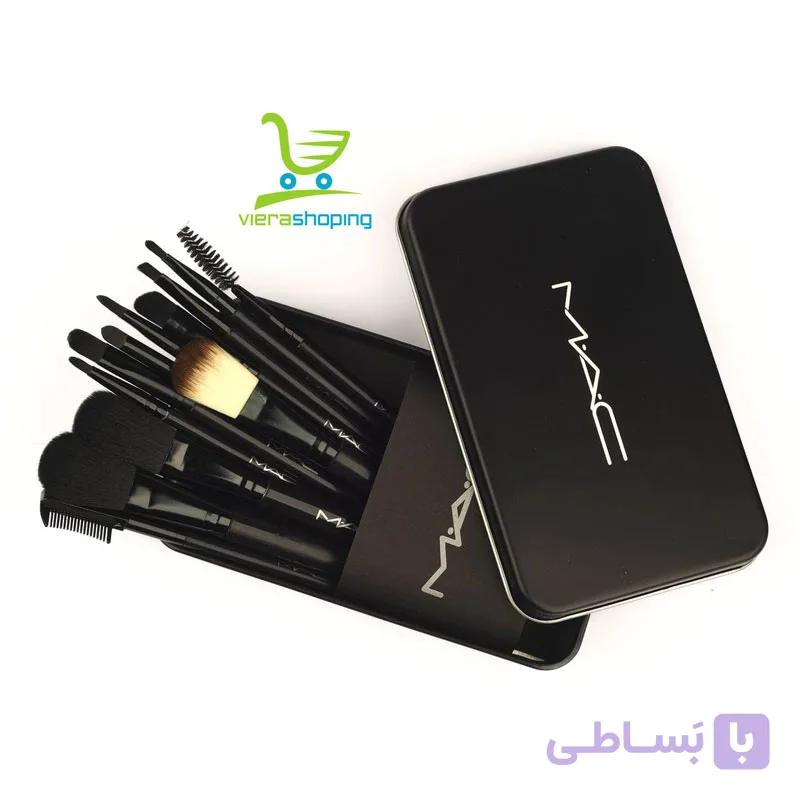 ست براش آرایشی MAC با جعبه فلزی 12 عددی — تصویر 1