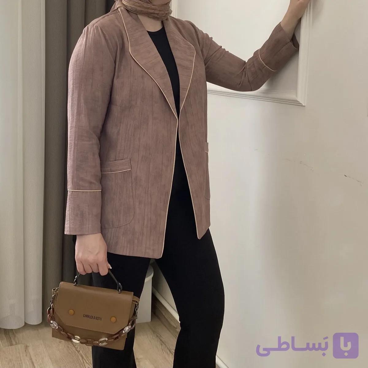 مانتو کتی زنانه قهوه ای موکا شانتون گازوییلی سایز 38 تا 42 آستردوزی شده