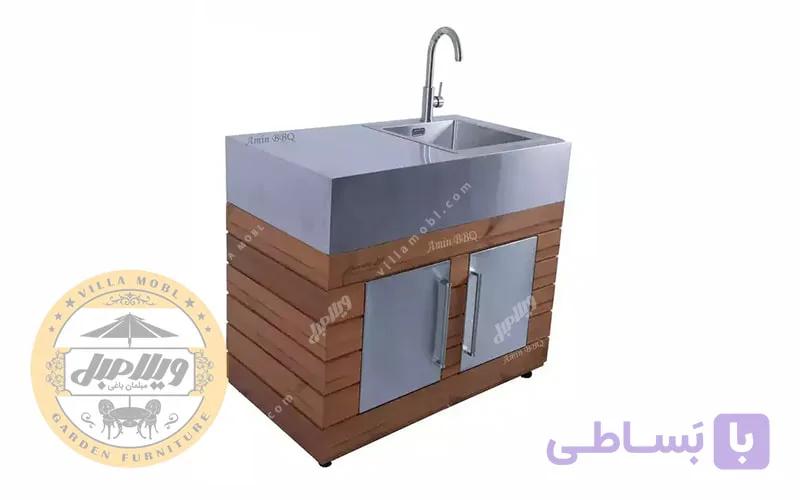 سینک و میز کار استیل و ترموود امین مدل SWRC 103