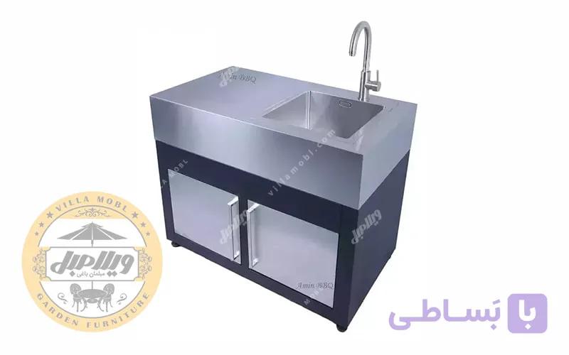 سینک و میز کار استیل مشکی امین مدل SRC 103