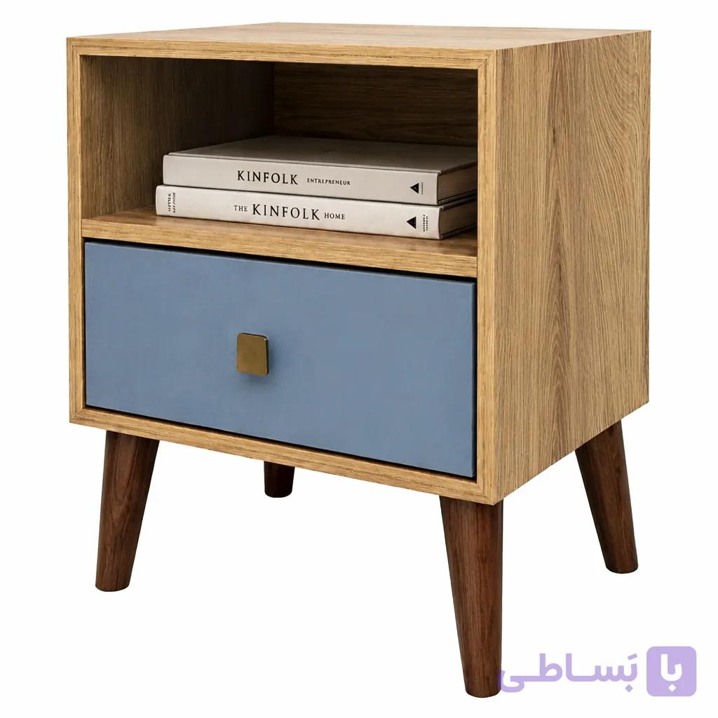 پاتختی پایه چوبی قفسه دار مدل BT105