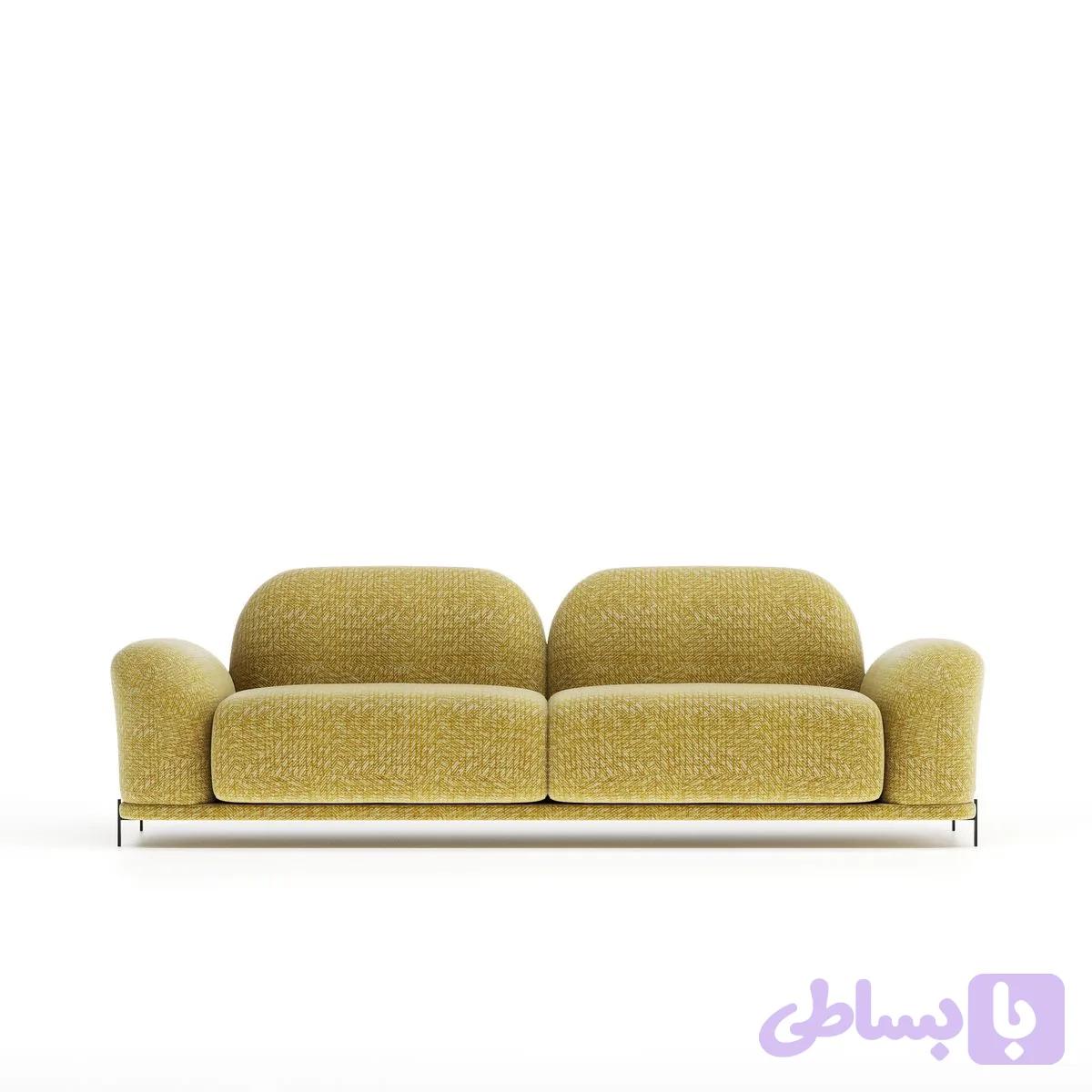 مبل ۳نفره مینیمال خردلی مدل چابی (Chubby) we.casa