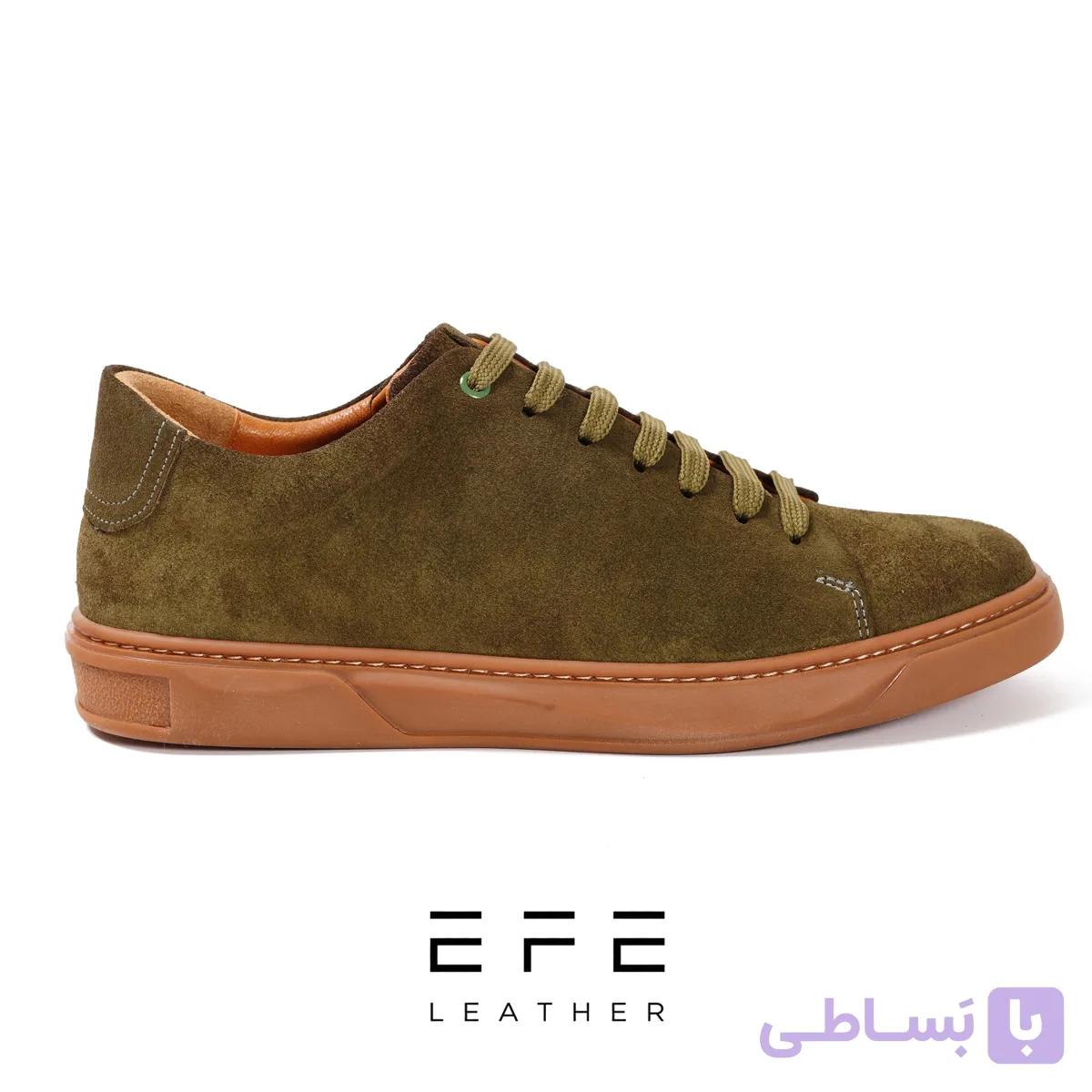 کفش چرم اشبالت بند دار سبز مدل هیراد — تصویر 1