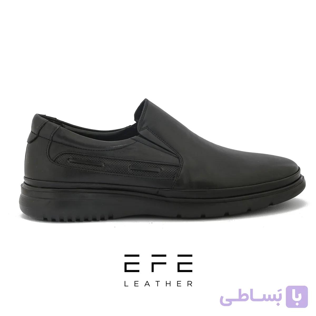 کفش چرم طبی مشکی بدون بند مدل آتن — تصویر 1