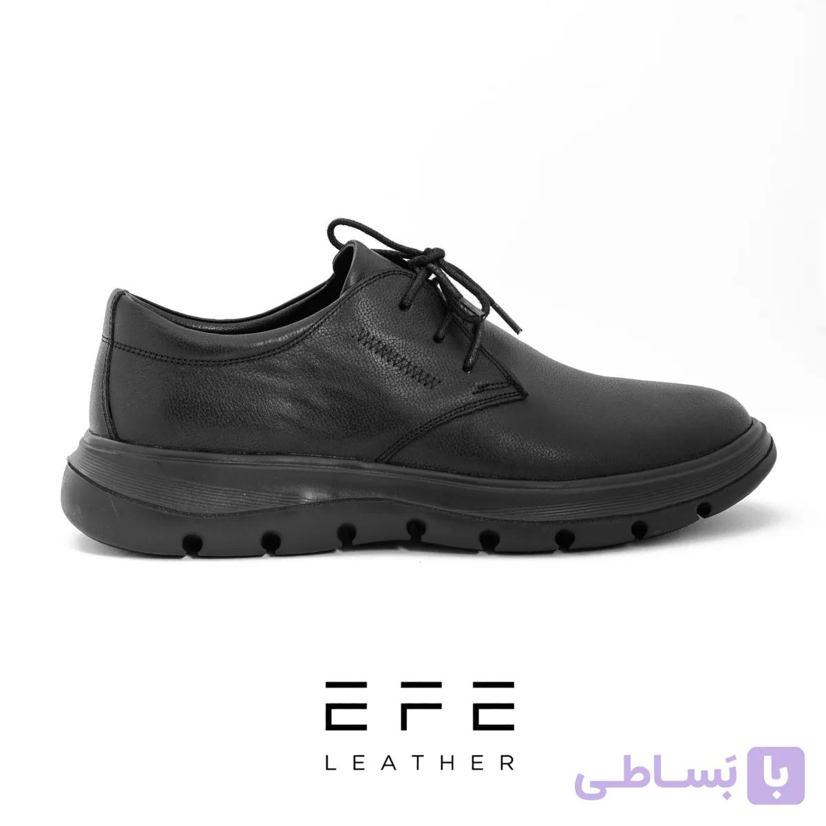 کفش چرمی طبی بند دار مشکی مدل آریا — تصویر 1