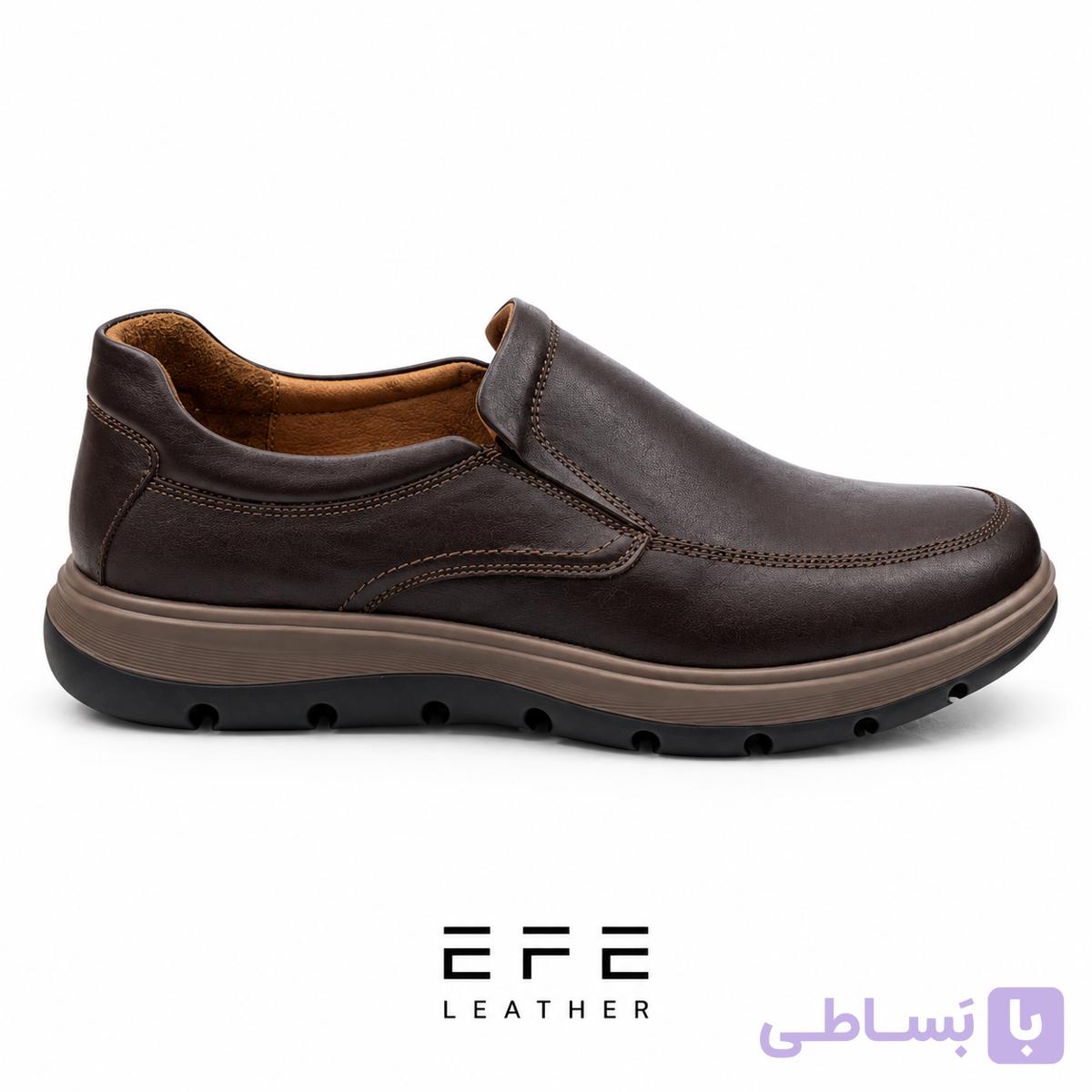کفش چرم طبی قهوه ای بدون بند مدل کیان — تصویر 1