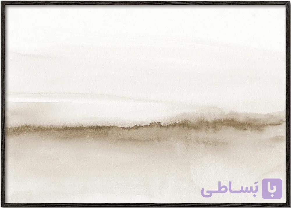 تابلو آبرنگی منظره مینیمال افق بژ شماره 47 نسخه دوم – Watercolor landscape N 47 Beige tones 2 – 2 — تصویر 1