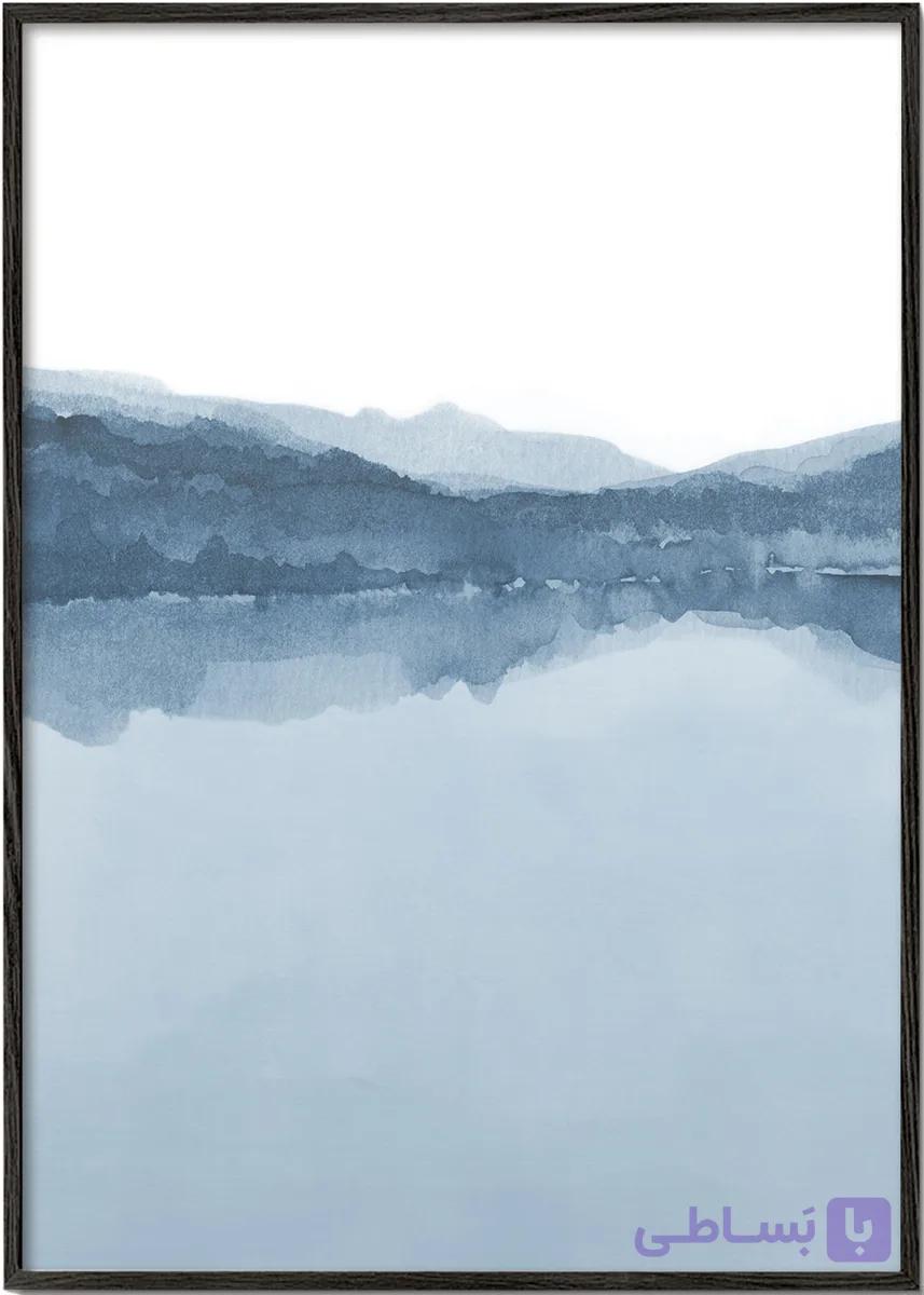 تابلو آبرنگی منظره مینیمال کوه و دریاچه آبی شماره 18 – Watercolor Landscape N 18 — تصویر 1