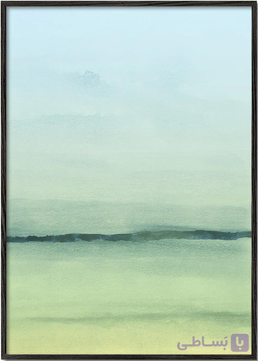 تابلو آبرنگی منظره مینیمال افق سبز و آبی شماره 6 – Watercolor Landscape N 6 — تصویر 1