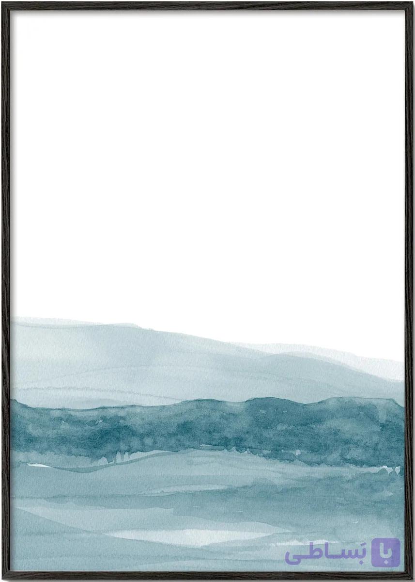 تابلو آبرنگی منظره مینیمال دریای سبزآبی شماره 21 – Watercolor Landscape N 21 — تصویر 1