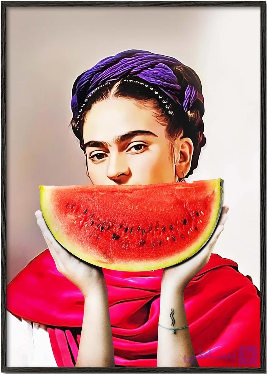 تابلو دکوراتیو فریدا کالو با برش هندوانه – Watermelon Frida — تصویر 1