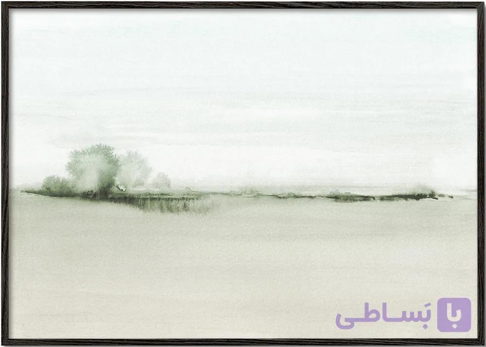 تابلو آبرنگی منظره مینیمال دشت سبز با درخت شماره 50 – Watercolor landscape N 50 Greeny — تصویر 1
