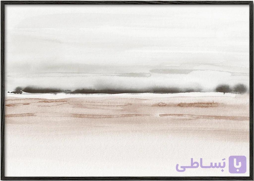 تابلو آبرنگی اقیانوس با رنگ‌های خاکی – Watercolor ocean in earthy tones — تصویر 1