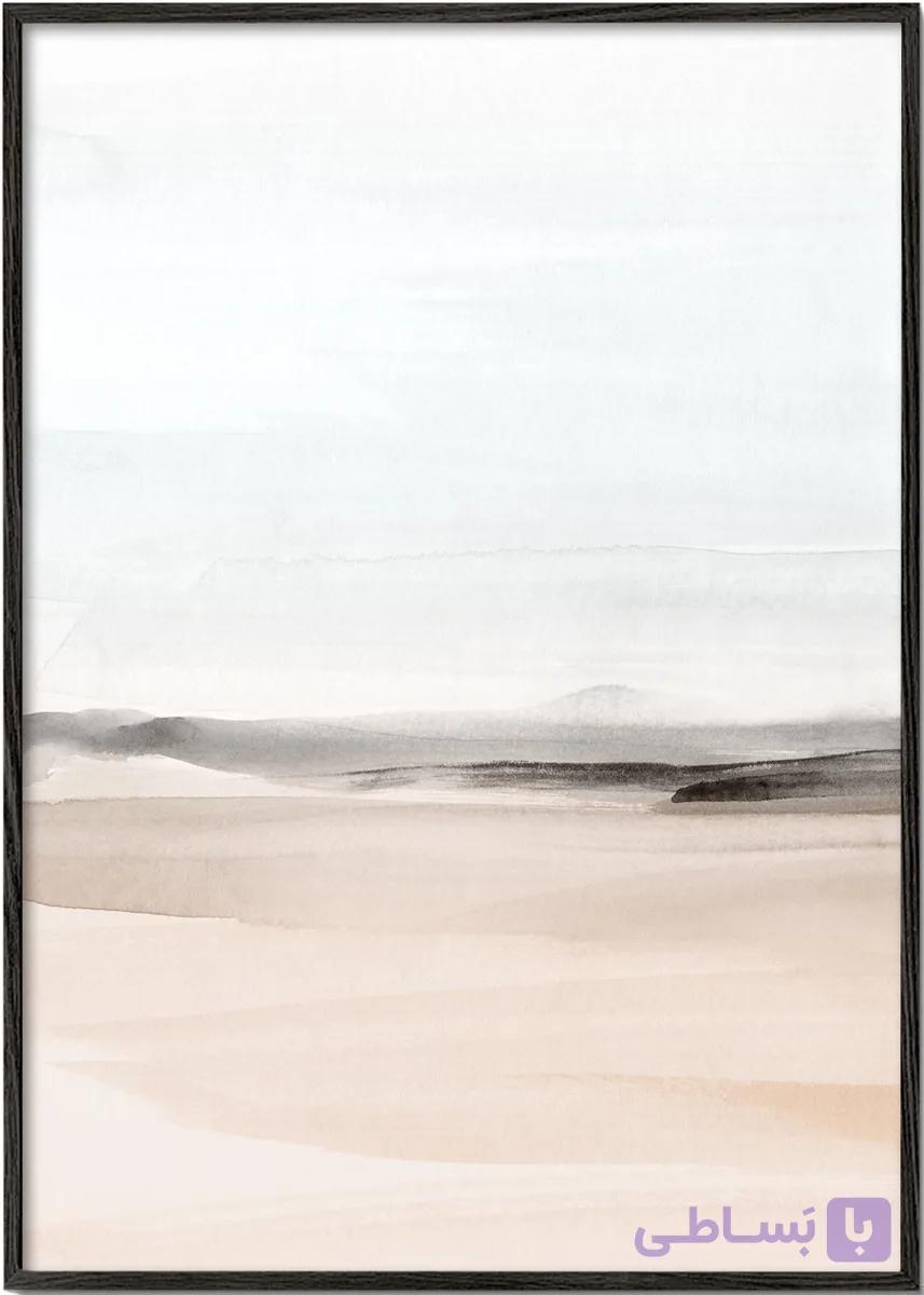 تابلو آبرنگی منظره مینیمال ساحل بژ شماره 19 – Watercolor Landscape N 19 — تصویر 1