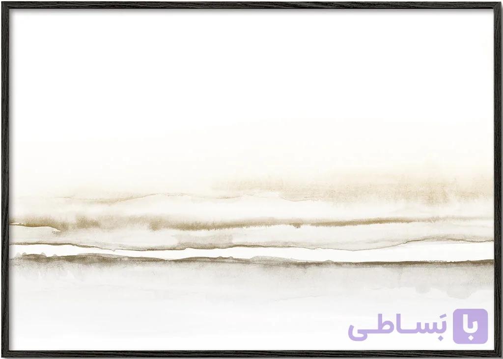 تابلو آبرنگی منظره مینیمال لایه‌های خردلی و قهوه‌ای شماره 37 – Watercolor Landscape N 37 — تصویر 1
