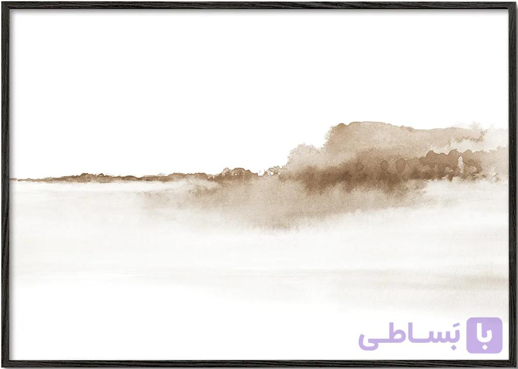 تابلو آبرنگی منظره مینیمال افق قهوه‌ای سپیا شماره 38 – Watercolor landscape N 38 – Sepia — تصویر 1