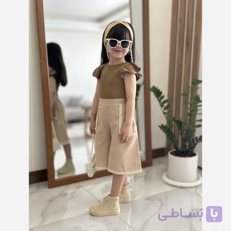 ست تاپ و شلوارک لینن پنبه
