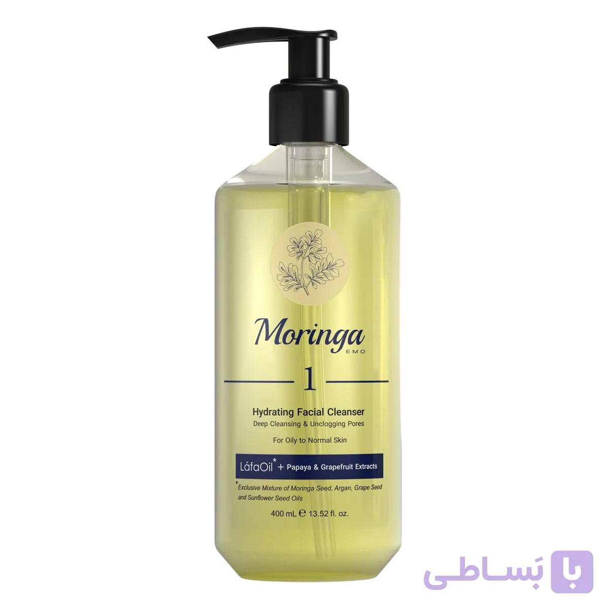 ژل شستشو صورت مورینگا امو مدل FC01 مناسب پوست چرب حجم 400 میلی لیترhydrating facial cleanser